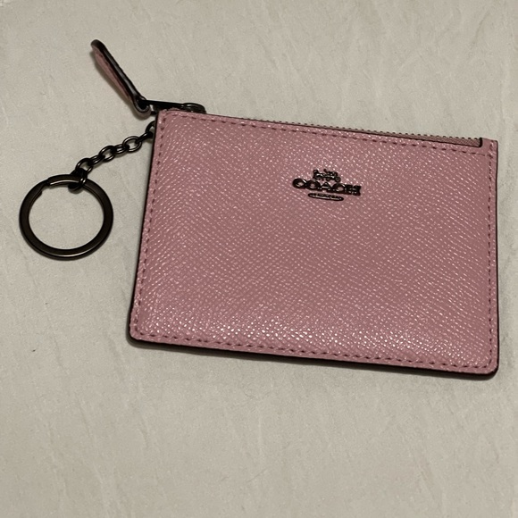 Coach Accessories - Coach card holder key chain pink